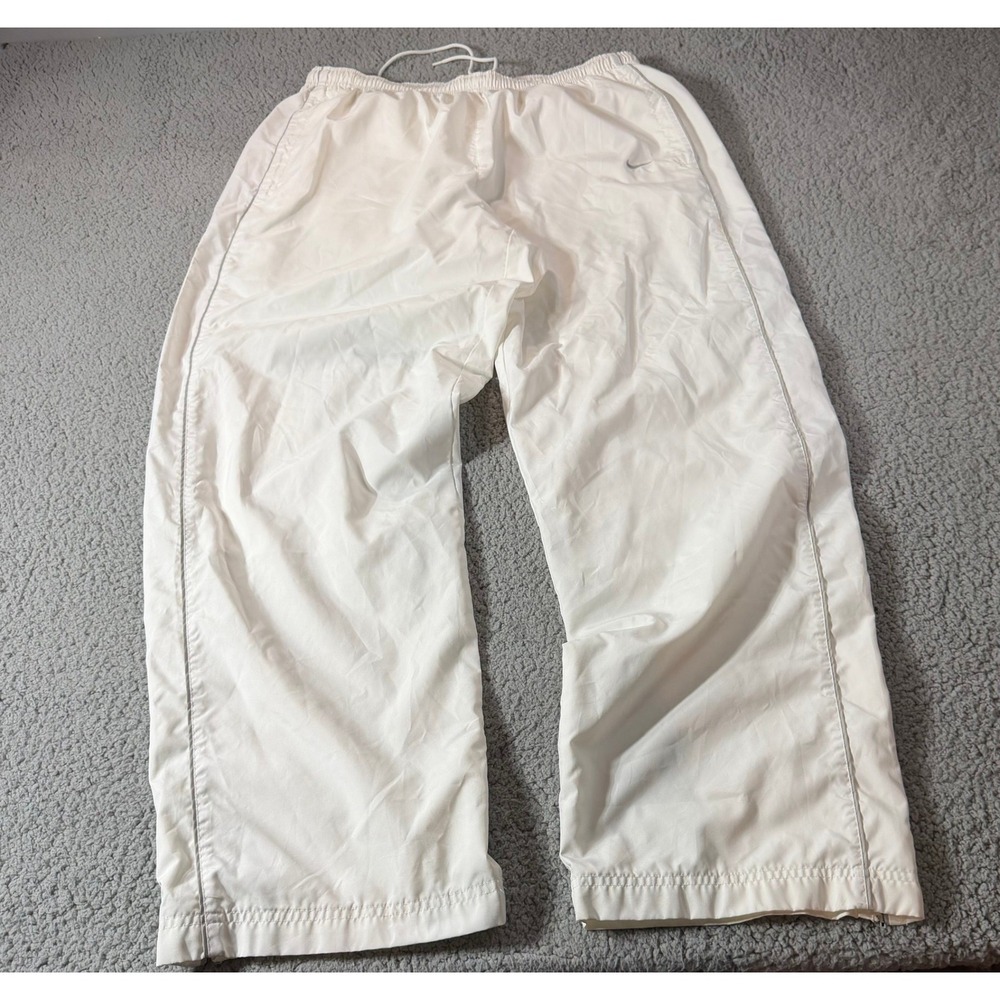 Vintage Nike White Track Pants Mens XL Windbreaker Warm Up Pants Ankle Zip